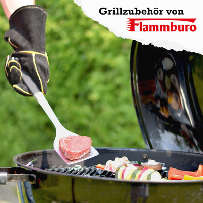 FLAMMBURO Grillzubehör Set – 2 x Grillwender (Fleisch und Fisch), 1 x Grillgabel