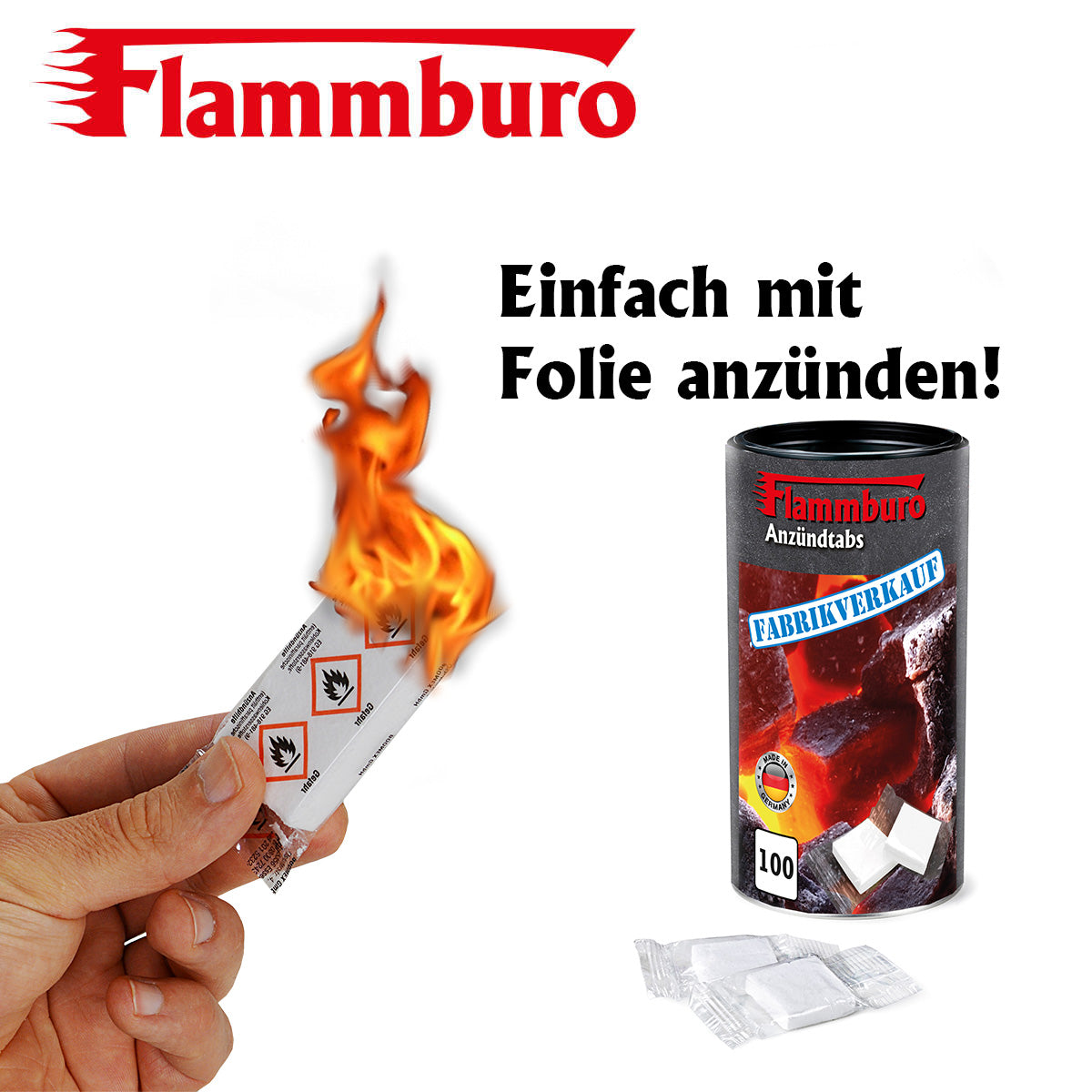 FLAMMBURO Anzündtabs 900 Stück in Dosen