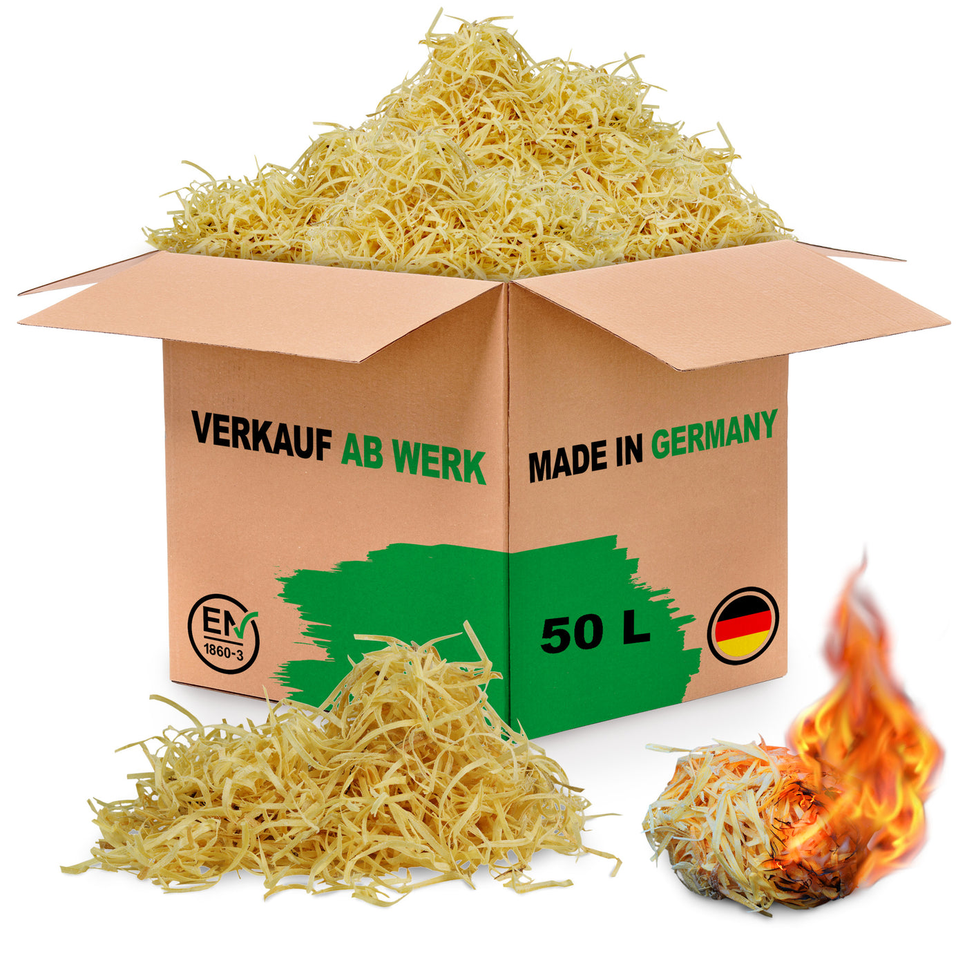 50 Liter ökologische Anzündfasern