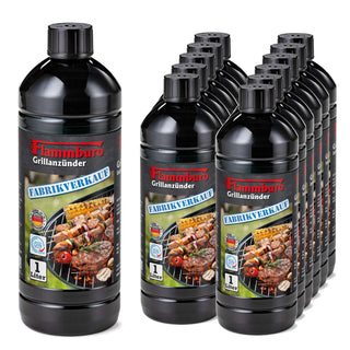 Grillanzünder Flüssiganzünder FLAMMBURO 1000 ml 12 Flaschen 12 Liter
