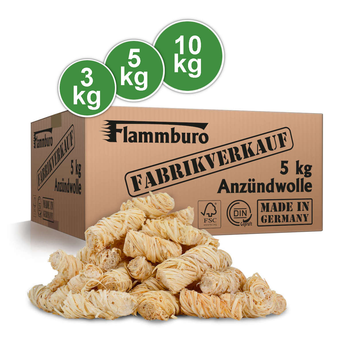 Ökologische Anzündwolle - 3, 5 oder 10 kg