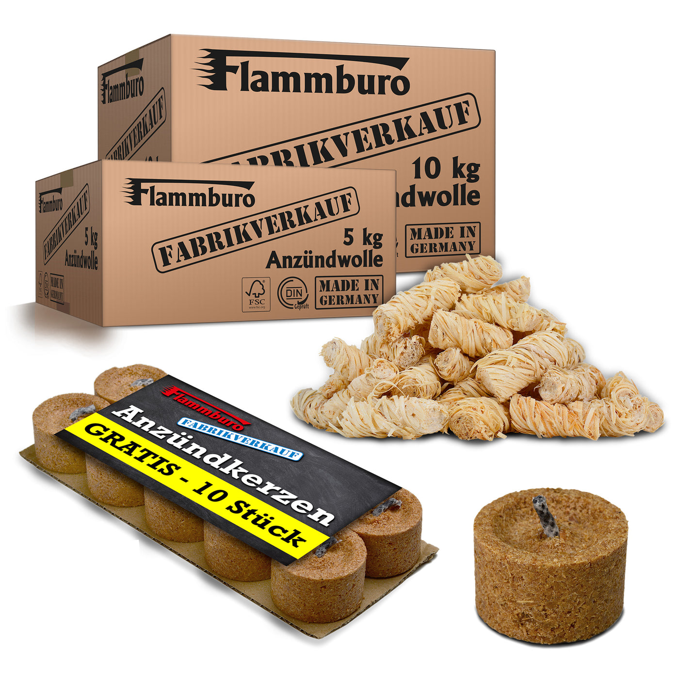 Ökologische Anzündwolle - 3, 5 oder 10 kg