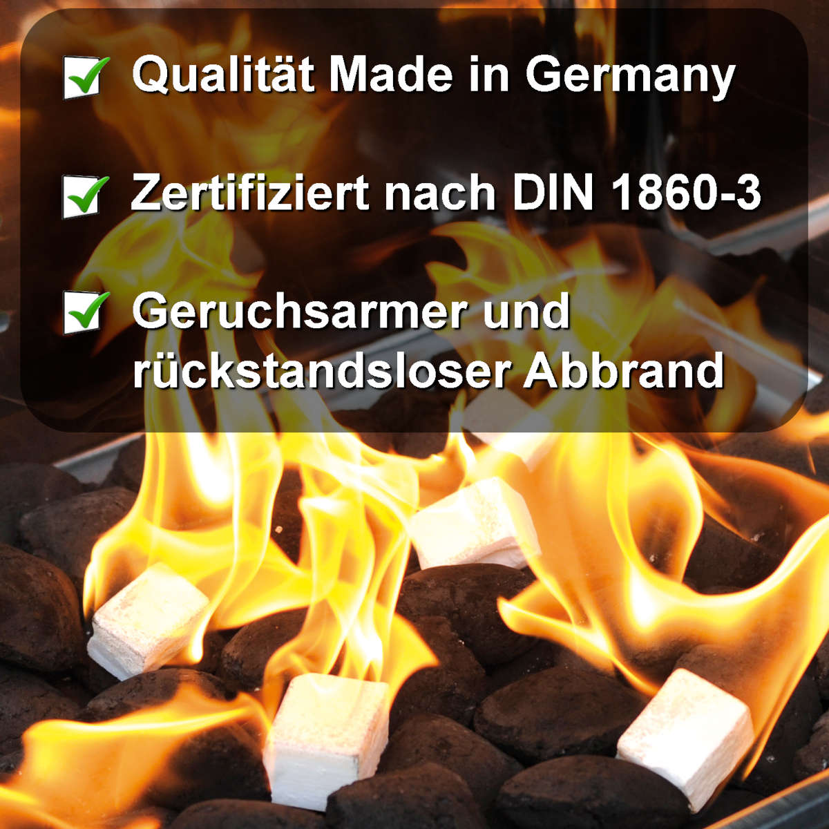 Kohleanzünder Grillanzünder Kaminanzünder Anzündwürfel Paraffinanzünder FLAMMBURO Qualität Made in Germany